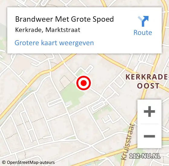 Locatie op kaart van de 112 melding: Brandweer Met Grote Spoed Naar Kerkrade, Marktstraat op 27 oktober 2020 14:28