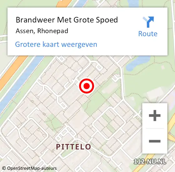 Locatie op kaart van de 112 melding: Brandweer Met Grote Spoed Naar Assen, Rhonepad op 27 oktober 2020 14:28