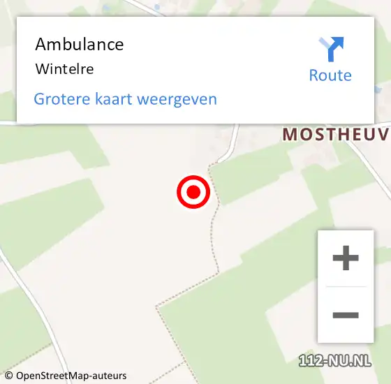 Locatie op kaart van de 112 melding: Ambulance Wintelre op 27 oktober 2020 14:39