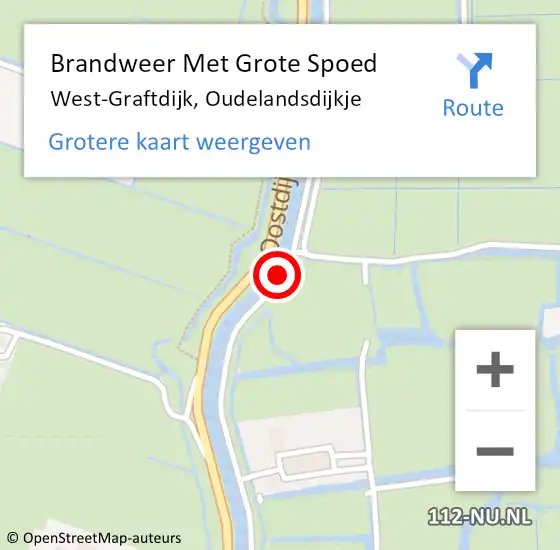 Locatie op kaart van de 112 melding: Brandweer Met Grote Spoed Naar West-Graftdijk, Oudelandsdijkje op 27 oktober 2020 14:46