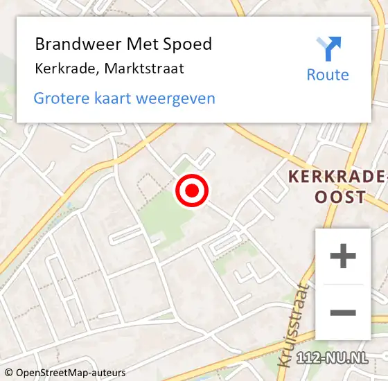 Locatie op kaart van de 112 melding: Brandweer Met Spoed Naar Kerkrade, Marktstraat op 27 oktober 2020 15:15