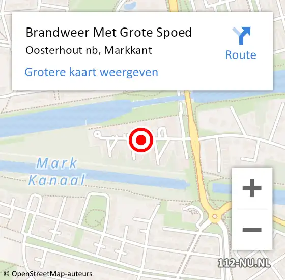 Locatie op kaart van de 112 melding: Brandweer Met Grote Spoed Naar Oosterhout nb, Markkant op 27 oktober 2020 15:41