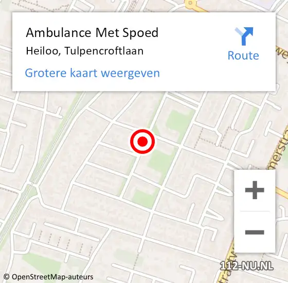 Locatie op kaart van de 112 melding: Ambulance Met Spoed Naar Heiloo, Tulpencroftlaan op 27 oktober 2020 16:27