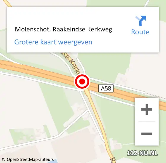 Locatie op kaart van de 112 melding:  Molenschot, Raakeindse Kerkweg op 27 oktober 2020 17:18