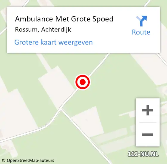 Locatie op kaart van de 112 melding: Ambulance Met Grote Spoed Naar Rossum, Achterdijk op 27 oktober 2020 18:12