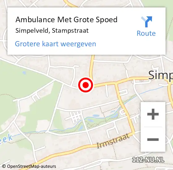 Locatie op kaart van de 112 melding: Ambulance Met Grote Spoed Naar Simpelveld, Stampstraat op 23 mei 2014 01:03