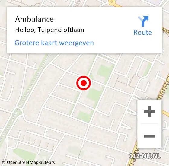 Locatie op kaart van de 112 melding: Ambulance Heiloo, Tulpencroftlaan op 27 oktober 2020 19:18