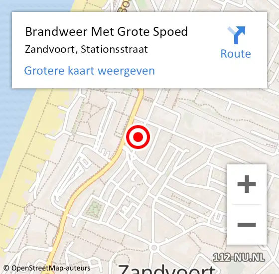 Locatie op kaart van de 112 melding: Brandweer Met Grote Spoed Naar Zandvoort, Stationsstraat op 27 oktober 2020 20:49