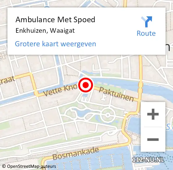 Locatie op kaart van de 112 melding: Ambulance Met Spoed Naar Enkhuizen, Waaigat op 27 oktober 2020 21:56