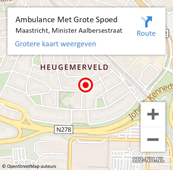 Locatie op kaart van de 112 melding: Ambulance Met Grote Spoed Naar Maastricht, Minister Aalbersestraat op 23 mei 2014 01:50