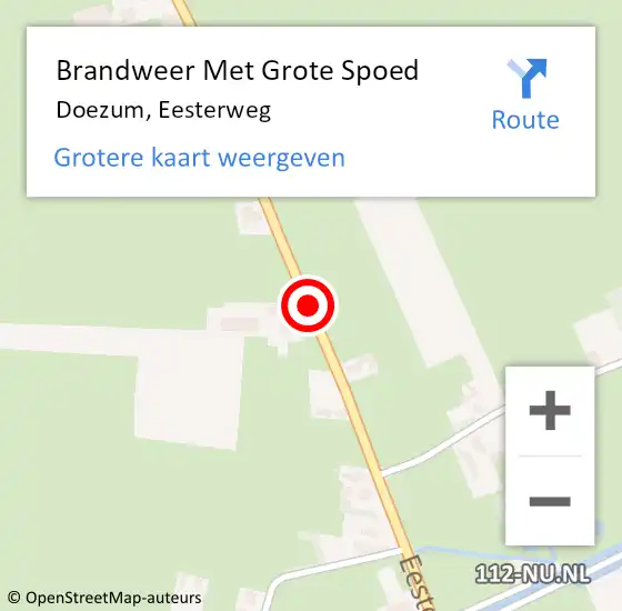 Locatie op kaart van de 112 melding: Brandweer Met Grote Spoed Naar Doezum, Eesterweg op 27 oktober 2020 22:29