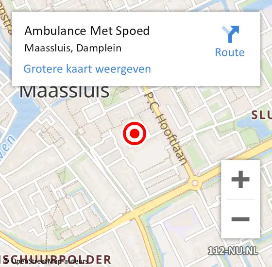 Locatie op kaart van de 112 melding: Ambulance Met Spoed Naar Maassluis, Damplein op 27 oktober 2020 23:31