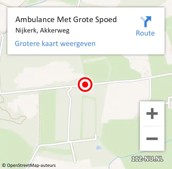 Locatie op kaart van de 112 melding: Ambulance Met Grote Spoed Naar Nijkerk, Akkerweg op 28 oktober 2020 04:52