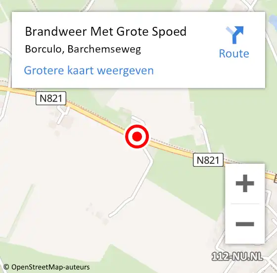 Locatie op kaart van de 112 melding: Brandweer Met Grote Spoed Naar Borculo, Barchemseweg op 28 oktober 2020 09:01