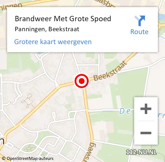 Locatie op kaart van de 112 melding: Brandweer Met Grote Spoed Naar Panningen, Beekstraat op 28 oktober 2020 09:28