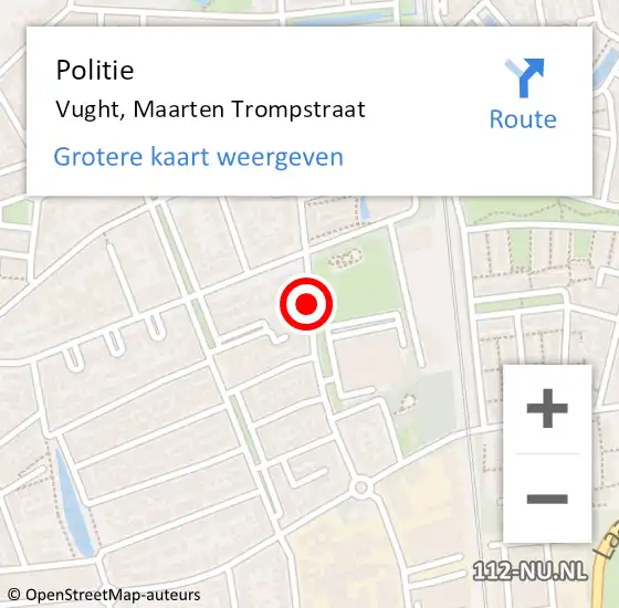 Locatie op kaart van de 112 melding: Politie Vught, Maarten Trompstraat op 28 oktober 2020 09:57