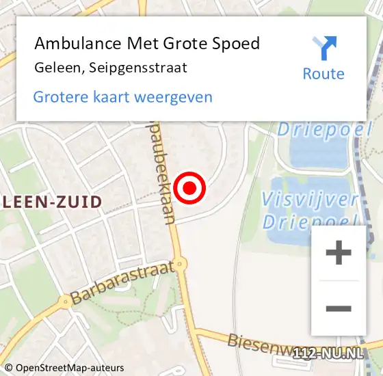 Locatie op kaart van de 112 melding: Ambulance Met Grote Spoed Naar Geleen, Seipgensstraat op 23 mei 2014 04:16