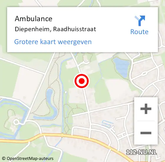 Locatie op kaart van de 112 melding: Ambulance Diepenheim, Raadhuisstraat op 28 oktober 2020 11:22