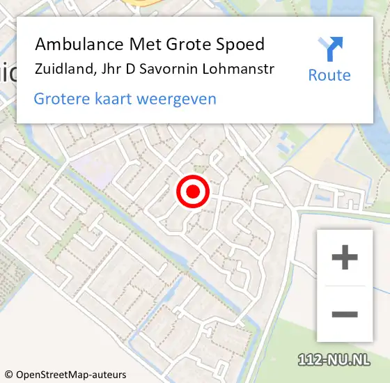Locatie op kaart van de 112 melding: Ambulance Met Grote Spoed Naar Zuidland, Jhr D Savornin Lohmanstr op 28 oktober 2020 14:10