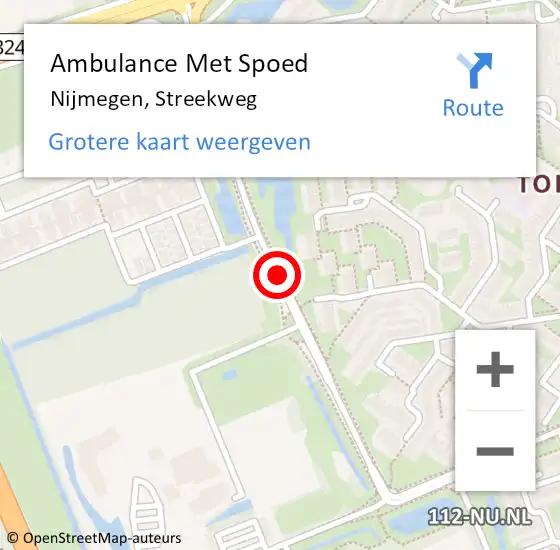 Locatie op kaart van de 112 melding: Ambulance Met Spoed Naar Nijmegen, Streekweg op 28 oktober 2020 14:19