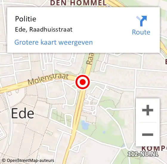 Locatie op kaart van de 112 melding: Politie Ede, Raadhuisstraat op 28 oktober 2020 14:21