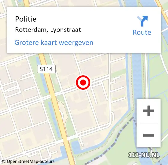 Locatie op kaart van de 112 melding: Politie Rotterdam, Lyonstraat op 28 oktober 2020 14:38