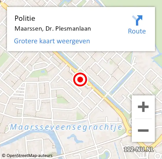 Locatie op kaart van de 112 melding: Politie Maarssen, Dr. Plesmanlaan op 28 oktober 2020 14:40