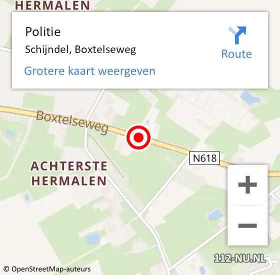 Locatie op kaart van de 112 melding: Politie Schijndel, Boxtelseweg op 28 oktober 2020 14:56