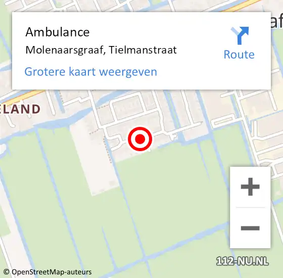 Locatie op kaart van de 112 melding: Ambulance Molenaarsgraaf, Tielmanstraat op 28 oktober 2020 15:17