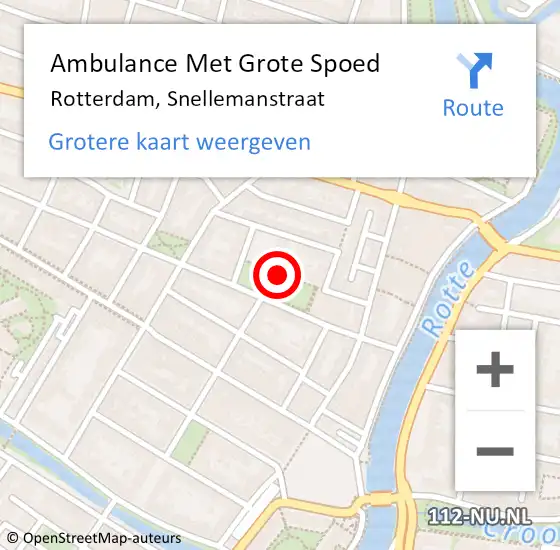 Locatie op kaart van de 112 melding: Ambulance Met Grote Spoed Naar Rotterdam, Snellemanstraat op 28 oktober 2020 15:17