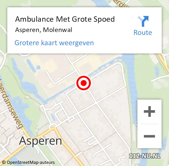 Locatie op kaart van de 112 melding: Ambulance Met Grote Spoed Naar Asperen, Molenwal op 1 november 2020 14:35