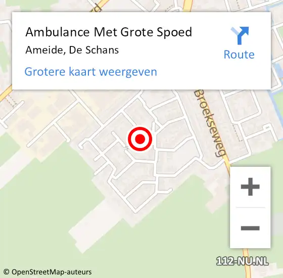 Locatie op kaart van de 112 melding: Ambulance Met Grote Spoed Naar Ameide, De Schans op 23 mei 2014 06:52