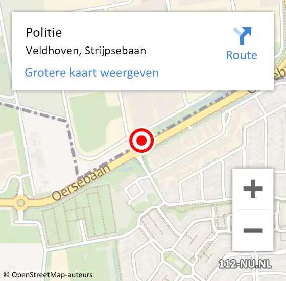 Locatie op kaart van de 112 melding: Politie Veldhoven, Strijpsebaan op 1 november 2020 15:40