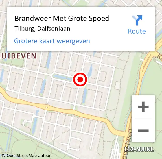 Locatie op kaart van de 112 melding: Brandweer Met Grote Spoed Naar Tilburg, Dalfsenlaan op 1 november 2020 15:44