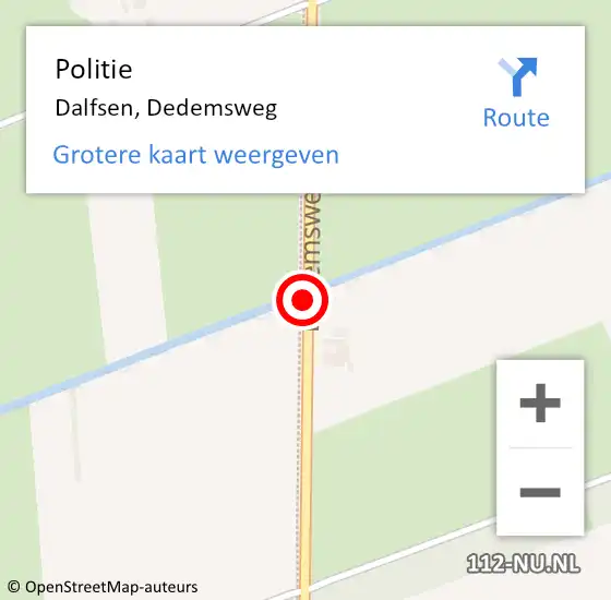 Locatie op kaart van de 112 melding: Politie Dalfsen, Dedemsweg op 1 november 2020 16:15