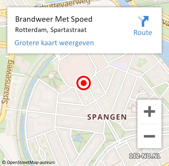 Locatie op kaart van de 112 melding: Brandweer Met Spoed Naar Rotterdam, Spartastraat op 1 november 2020 16:56