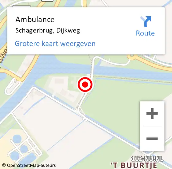 Locatie op kaart van de 112 melding: Ambulance Schagerbrug, Dijkweg op 1 november 2020 18:43