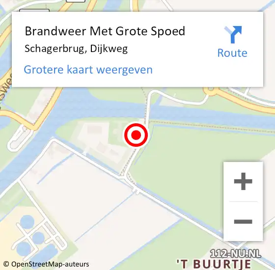 Locatie op kaart van de 112 melding: Brandweer Met Grote Spoed Naar Schagerbrug, Dijkweg op 1 november 2020 18:43