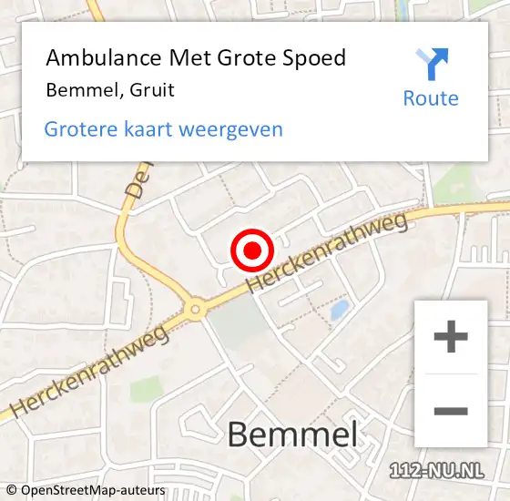 Locatie op kaart van de 112 melding: Ambulance Met Grote Spoed Naar Bemmel, Gruit op 1 november 2020 21:00