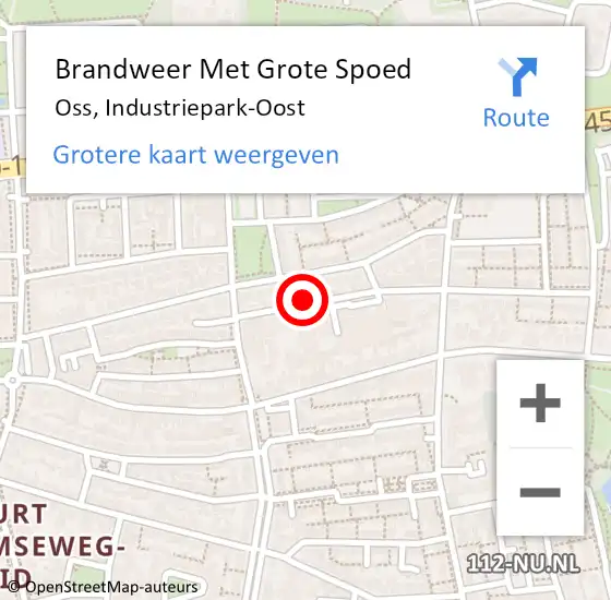 Locatie op kaart van de 112 melding: Brandweer Met Grote Spoed Naar Oss, Industriepark-Oost op 1 november 2020 23:13