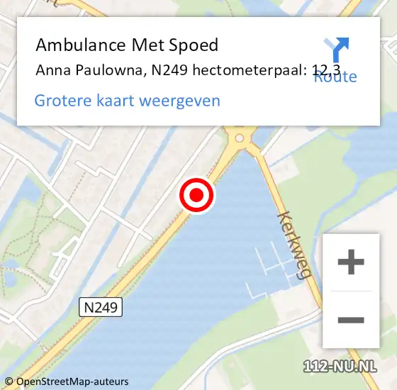 Locatie op kaart van de 112 melding: Ambulance Met Spoed Naar Anna Paulowna, N249 hectometerpaal: 12,3 op 23 mei 2014 08:06