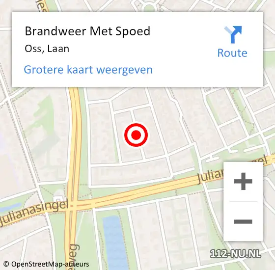 Locatie op kaart van de 112 melding: Brandweer Met Spoed Naar Oss, Laan op 2 november 2020 01:11