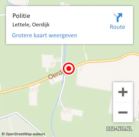 Locatie op kaart van de 112 melding: Politie Lettele, Oerdijk op 2 november 2020 03:57