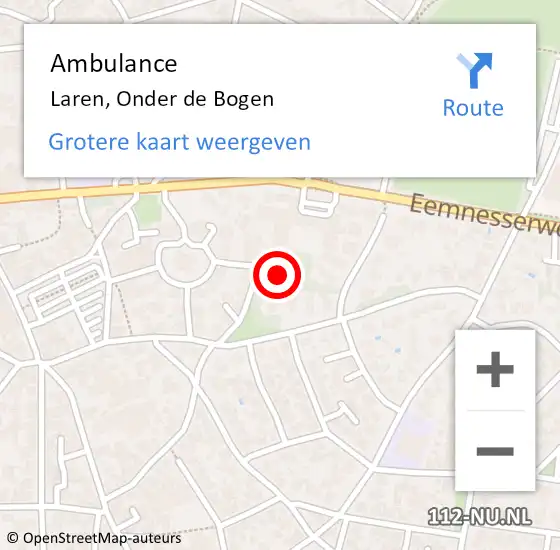 Locatie op kaart van de 112 melding: Ambulance Laren, Onder de Bogen op 23 mei 2014 08:19