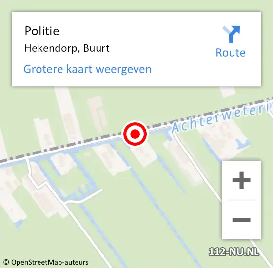 Locatie op kaart van de 112 melding: Politie Hekendorp, Buurt op 2 november 2020 06:52