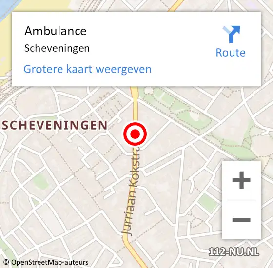 Locatie op kaart van de 112 melding: Ambulance Scheveningen op 2 november 2020 07:10