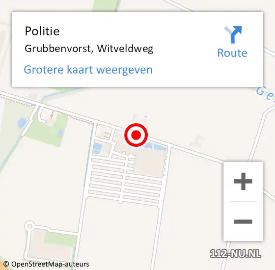 Locatie op kaart van de 112 melding: Politie Grubbenvorst, Witveldweg op 2 november 2020 08:15
