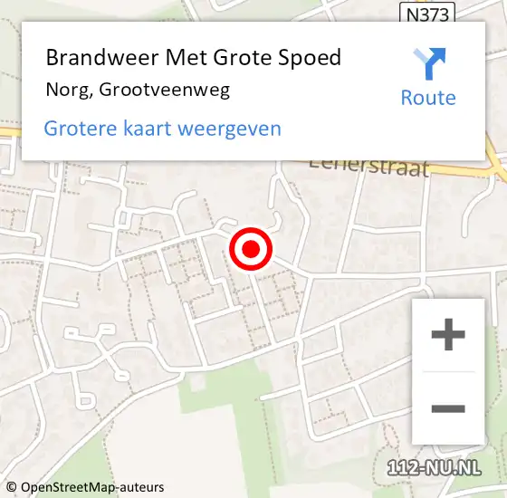 Locatie op kaart van de 112 melding: Brandweer Met Grote Spoed Naar Norg, Grootveenweg op 2 november 2020 09:03