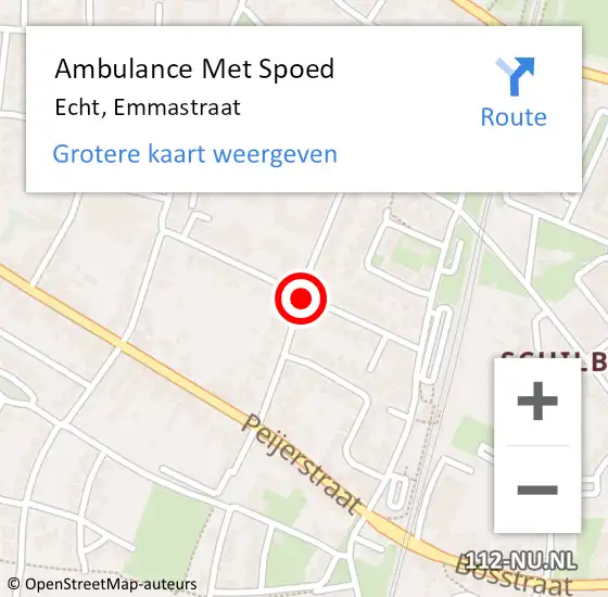 Locatie op kaart van de 112 melding: Ambulance Met Spoed Naar Echt, Julianastraat op 2 november 2020 10:41