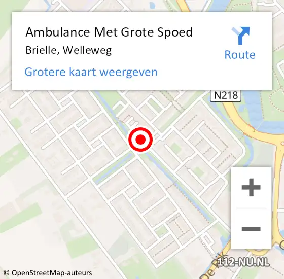 Locatie op kaart van de 112 melding: Ambulance Met Grote Spoed Naar Brielle, Welleweg op 2 november 2020 10:42